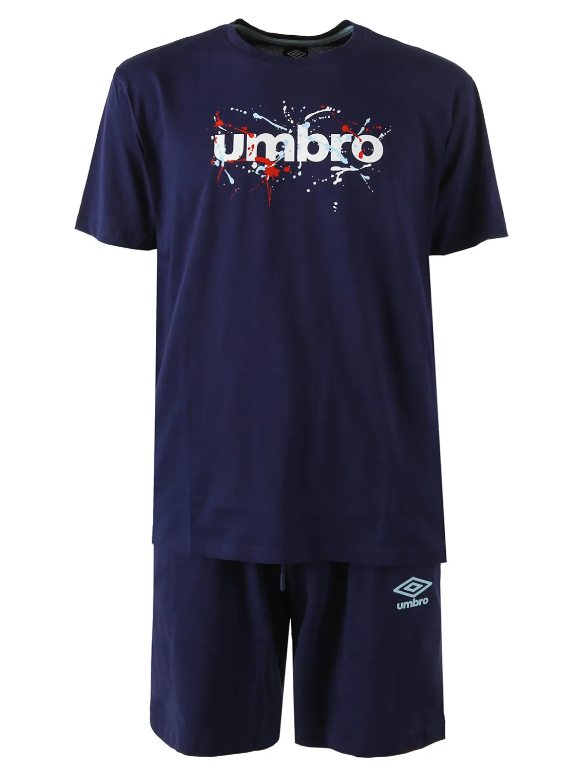 Umbro Completo corto sportivo da uomo in cotone con t-shirt e bermuda - blu scuro