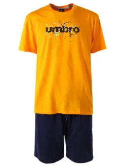 Umbro Completo corto sportivo da uomo in cotone con t-shirt e bermuda - arancione