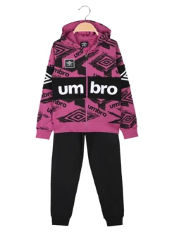 Umbro Completo tuta da ragazza 2 pezzi con cappuccio e zip - fucsia