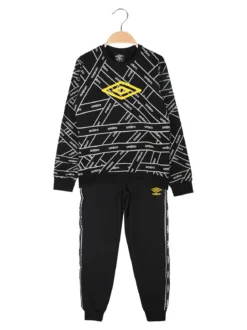 Umbro Completo tuta 2 pezzi da bambino con interno felpato - nero