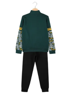 Umbro Completo tuta 2 pezzi da bambino con zip e stampa logo - verde