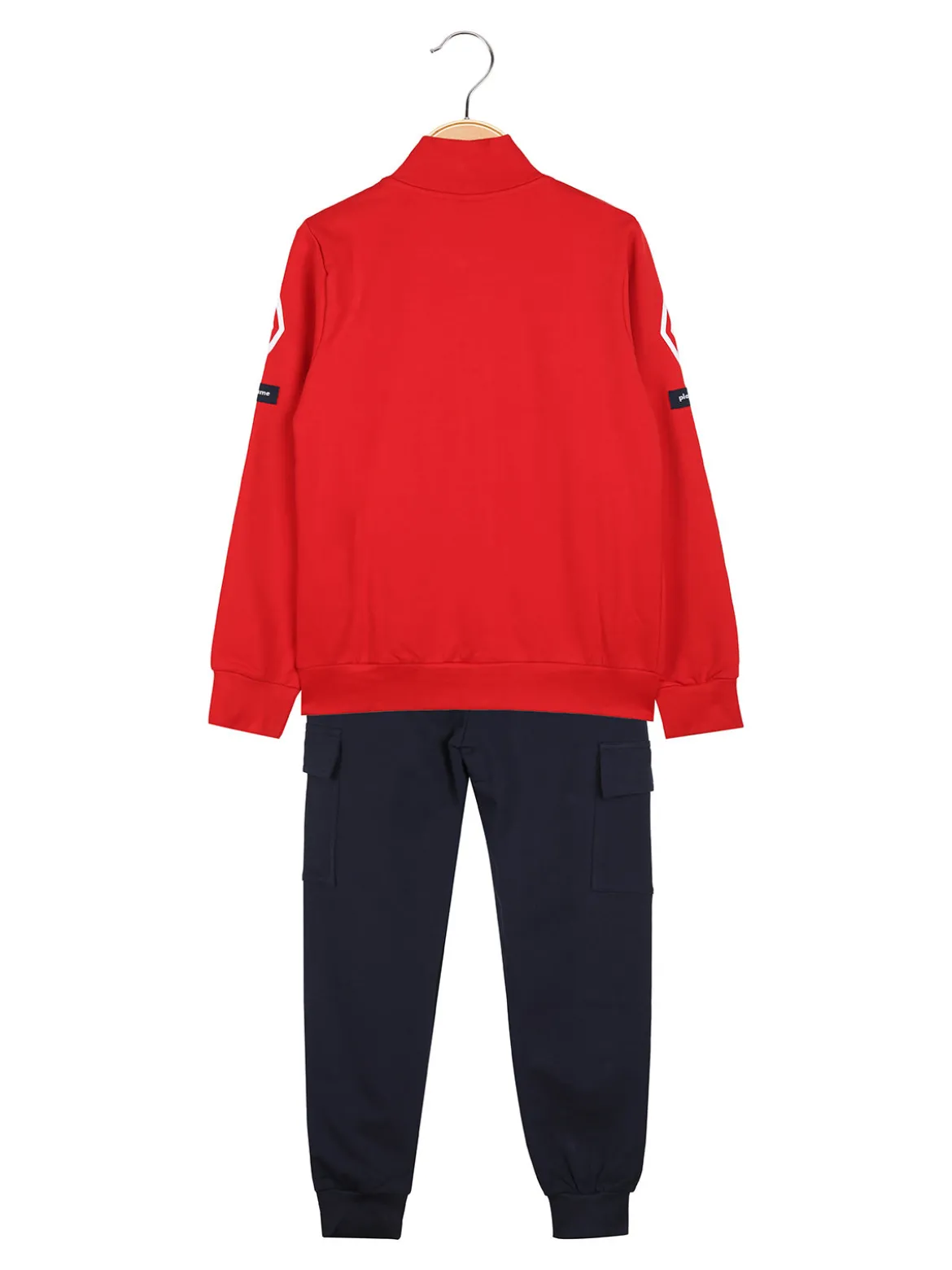 Umbro Completo tuta 2 pezzi da bambino full zip con pantaloni cargo - rosso