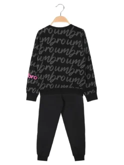 Umbro Completo tuta 2 pezzi da ragazza con interno felpato e stampa logo - nero
