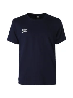 Umbro T-shirt girocollo da uomo in cotone con logo - blu scuro