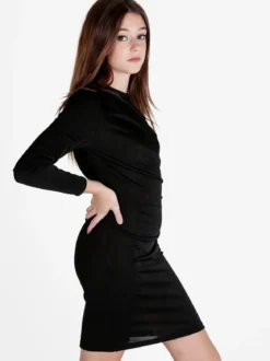 Unique Abito donna drappeggiato a tubino con maniche lunghe