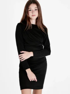 Unique Abito donna drappeggiato a tubino con maniche lunghe