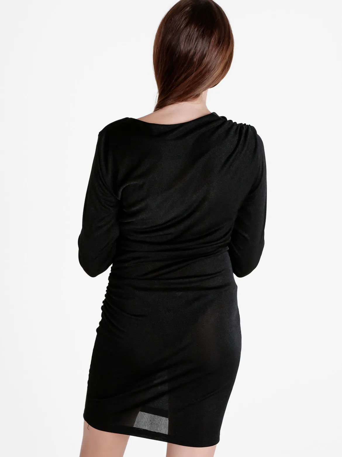 Unique Abito donna drappeggiato a tubino con maniche lunghe