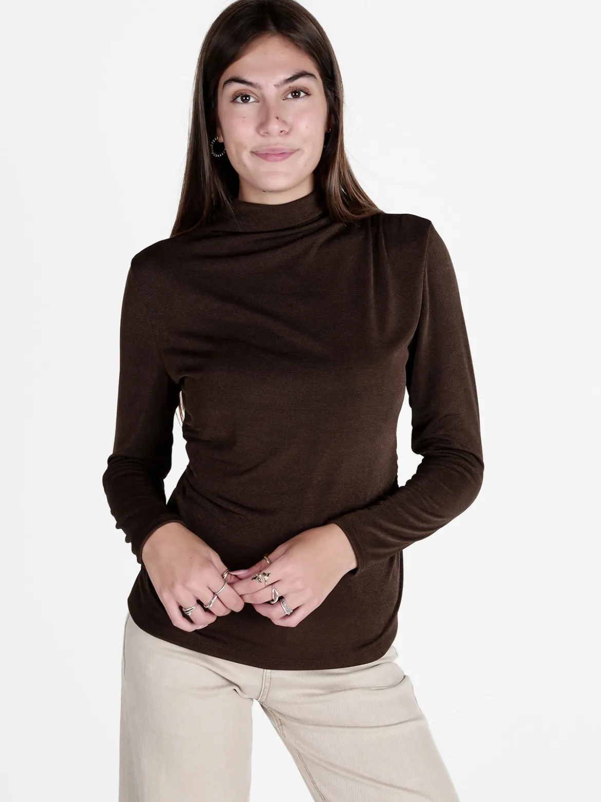 Unique Maglia donna accollata a maniche lunghe