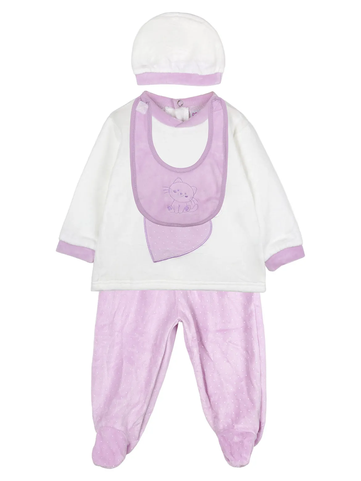 Urchin Completo lungo da neonata in ciniglia con accessori - lilla