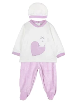 Urchin Completo lungo da neonata in ciniglia con accessori - lilla