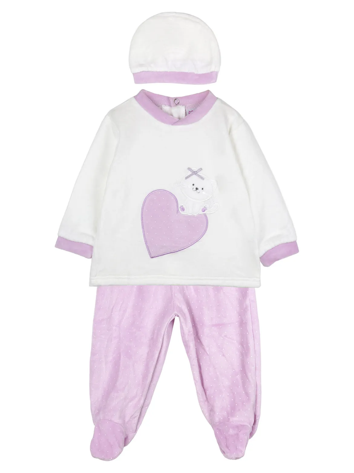 Urchin Completo lungo da neonata in ciniglia con accessori - lilla