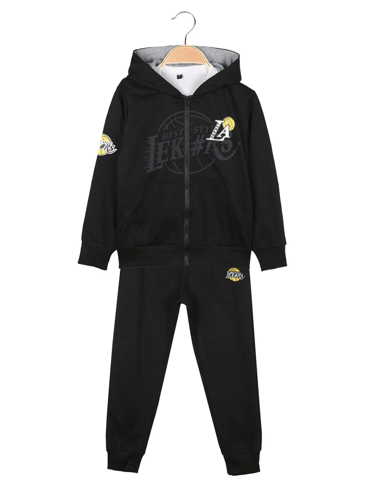 Urchin Completo 3 pezzi da ragazzo con cappuccio e zip - nero