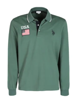 U.S. Polo Assn. Polo da uomo in cotone manica lunga