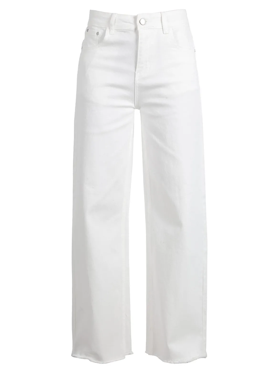Vale Denim Jeans donna bianco wide leg con finale sfrangiato