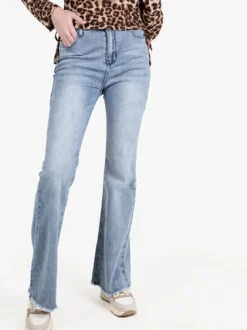 Vale Denim Jeans donna slim fit con finale sfrangiato a zampa