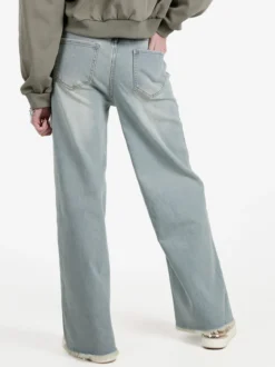 Vale Denim Jeans donna wide leg con finale sfrangiato