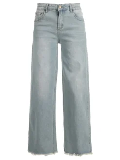 Vale Denim Jeans donna wide leg con finale sfrangiato
