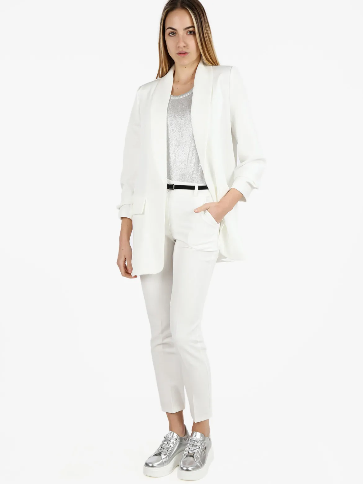 Vanita Blazer donna aperto con maniche arricciate