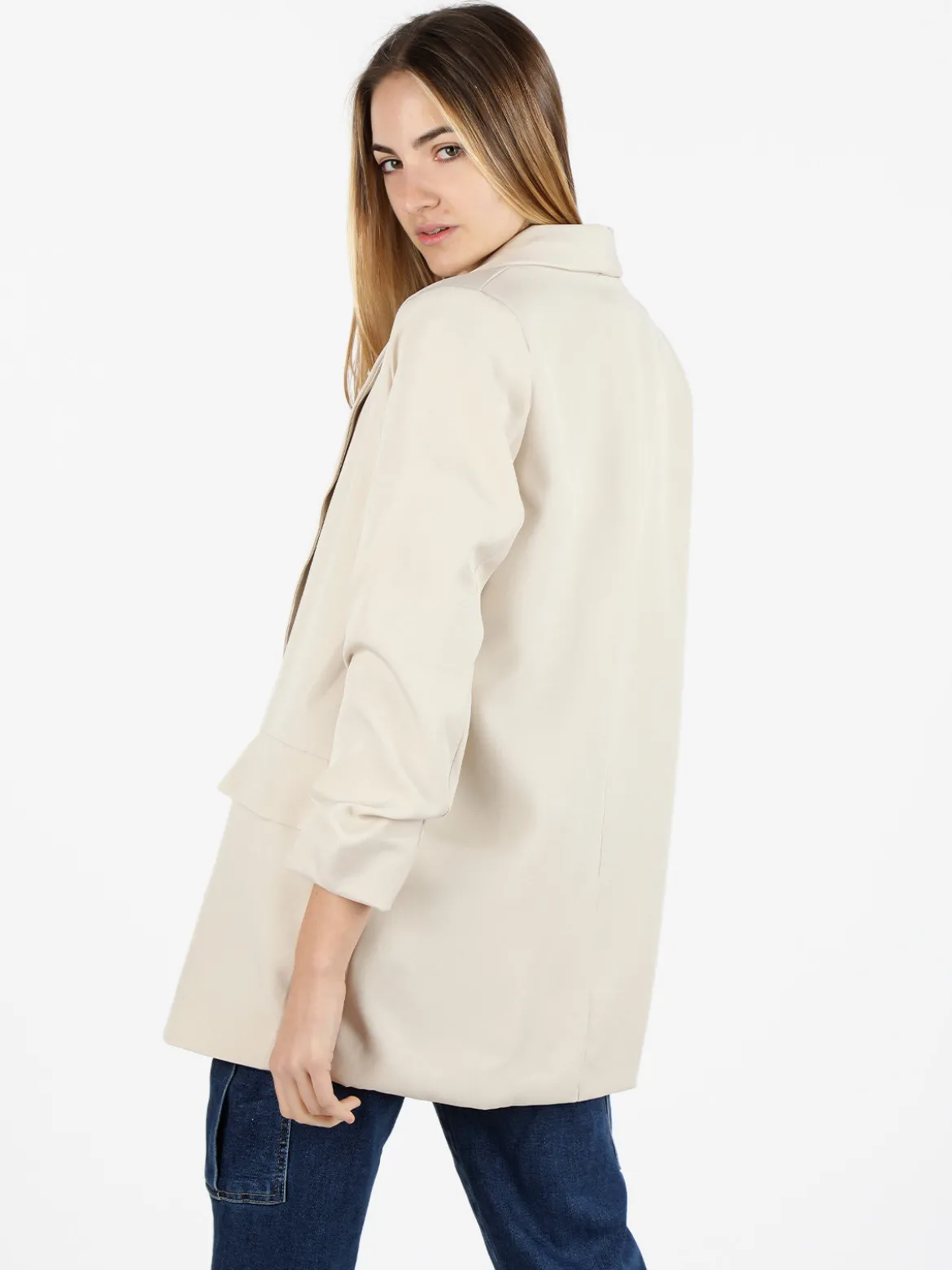 Vanita Blazer donna aperto con maniche arricciate