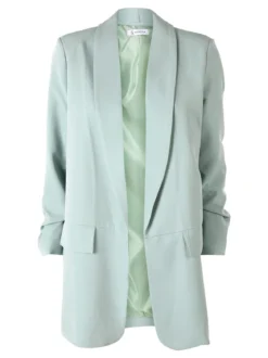 Vanita Blazer donna aperto con maniche arricciate - acqua marina