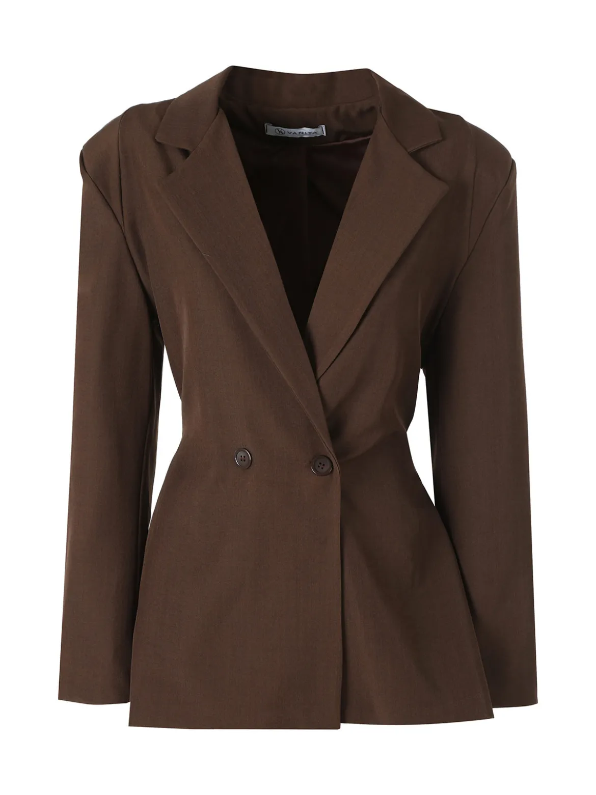 Vanita Blazer elegante da donna a doppiopetto con bottoni - marrone
