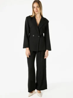 Vanita Blazer elegante da donna a doppiopetto con bottoni - nero