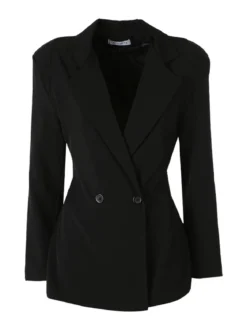 Vanita Blazer elegante da donna a doppiopetto con bottoni - nero