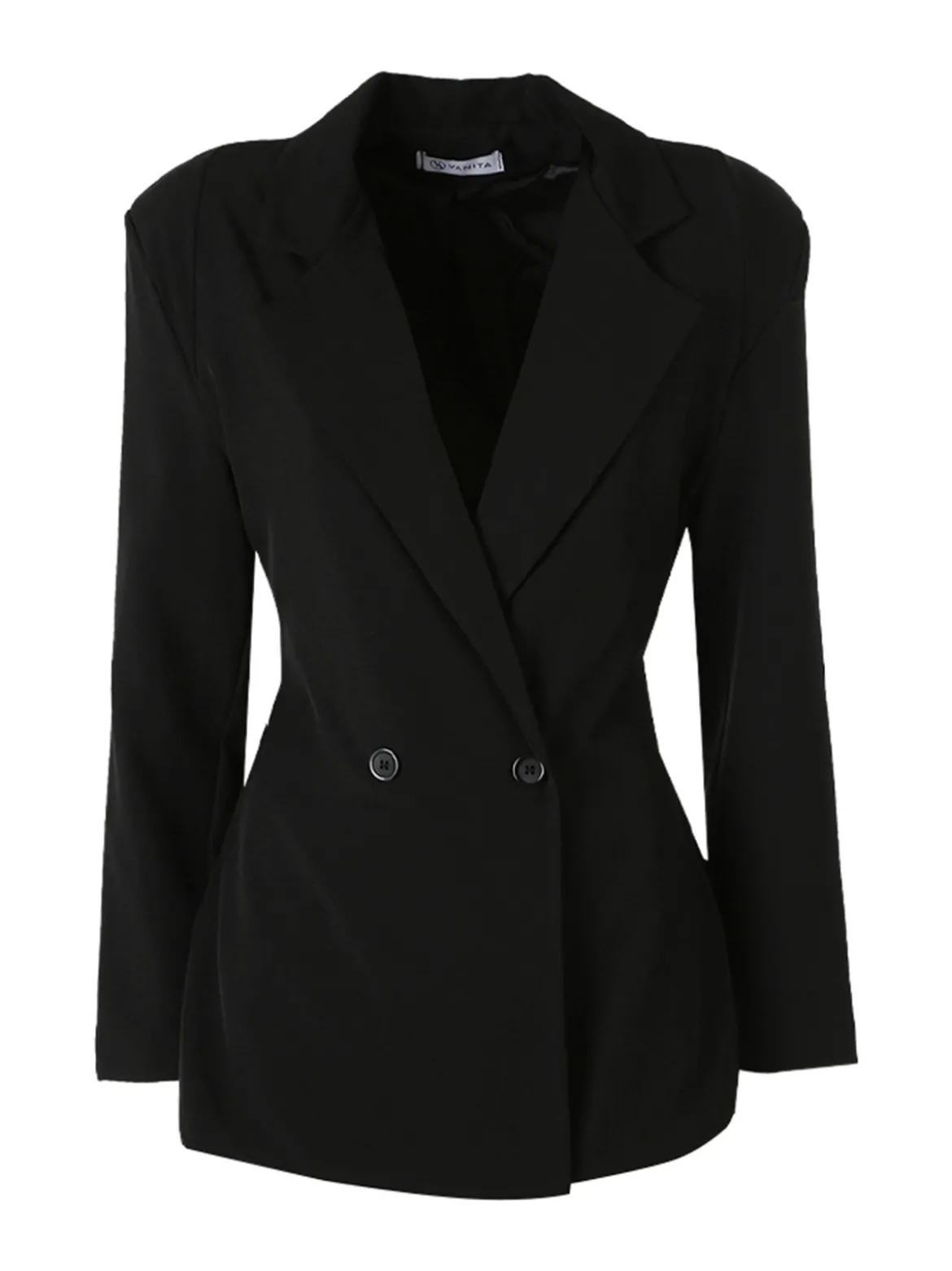 Vanita Blazer elegante da donna a doppiopetto con bottoni - nero