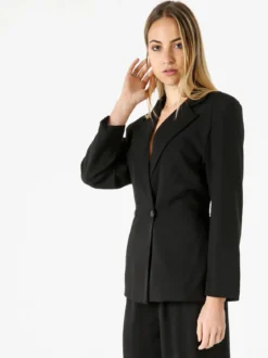 Vanita Blazer elegante da donna a doppiopetto con bottoni - nero
