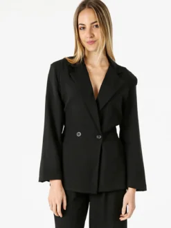 Vanita Blazer elegante da donna a doppiopetto con bottoni - nero