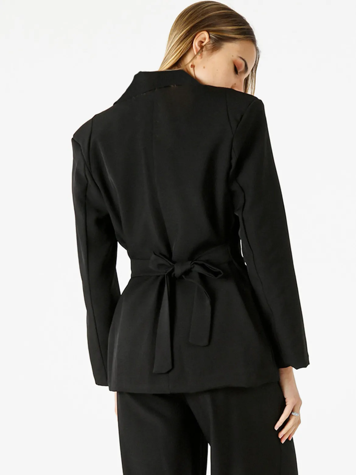 Vanita Blazer elegante da donna a doppiopetto con bottoni - nero