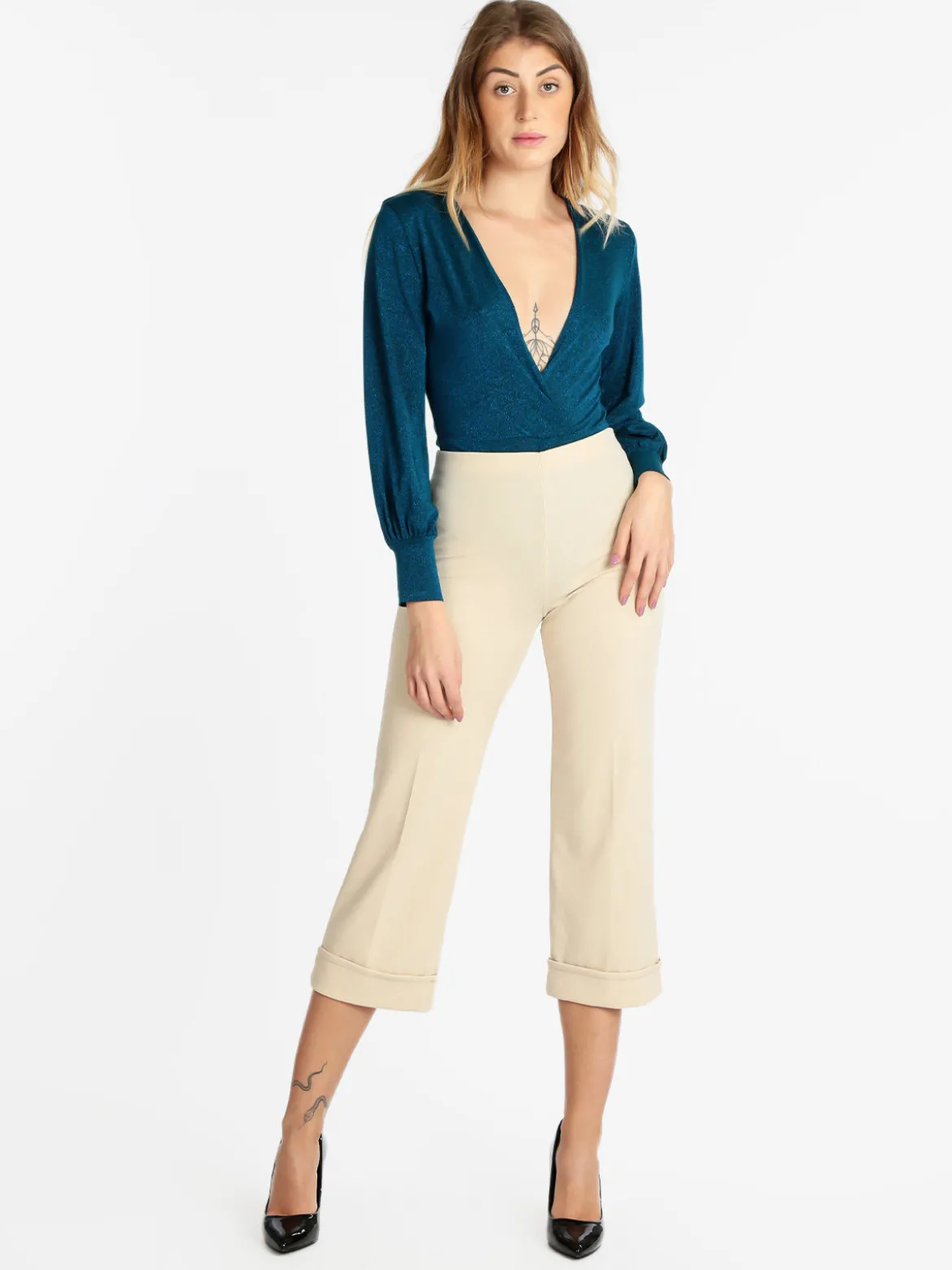 Vanita Body con scollo a portafoglio con lurex