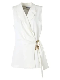 Vanita Gilet donna con dettaglio dorato - bianco