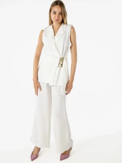 Vanita Gilet donna con dettaglio dorato - bianco