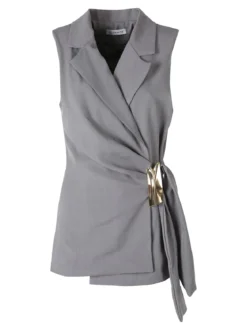 Vanita Gilet donna con dettaglio dorato - grigio