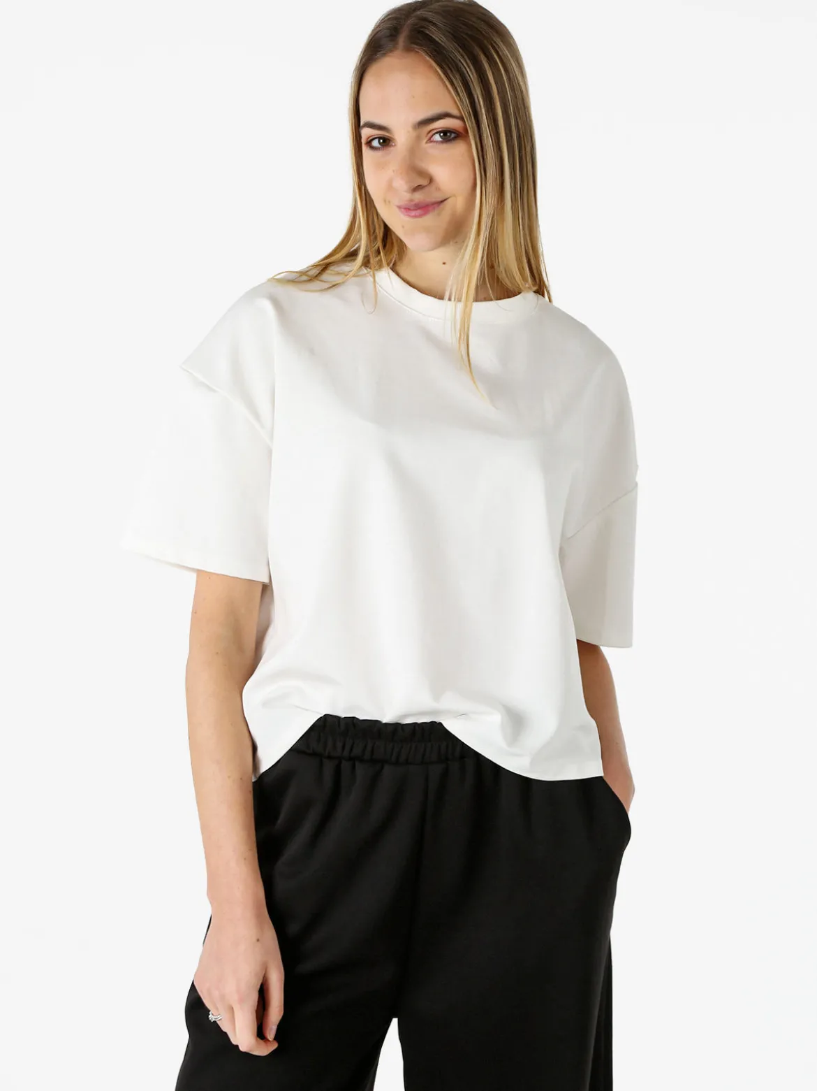Vanita T-shirt donna oversize in felpa - bianco