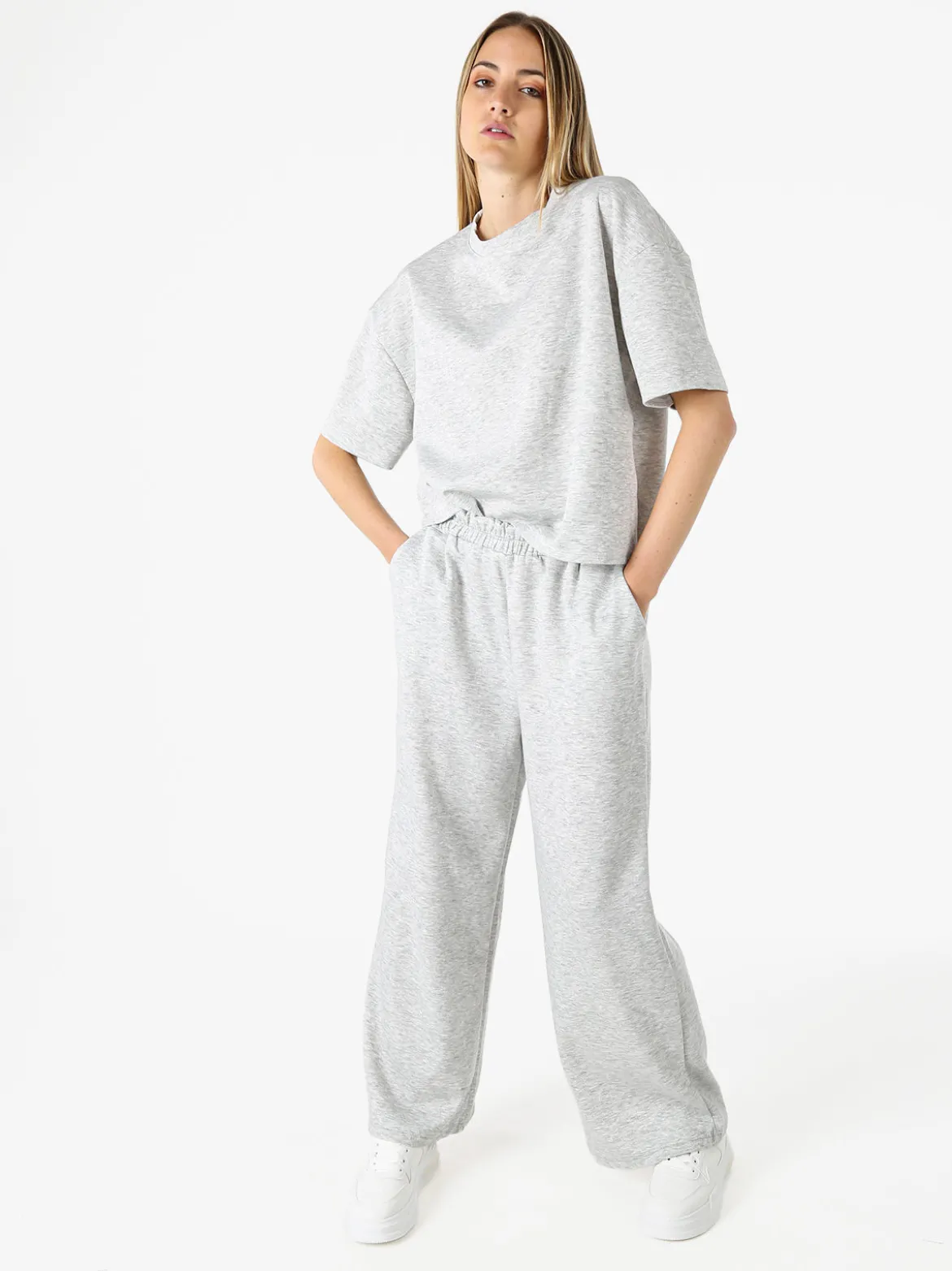 Vanita T-shirt donna oversize in felpa - grigio