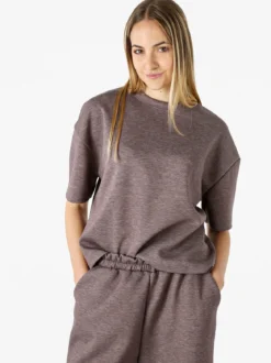 Vanita T-shirt donna oversize in felpa - moro