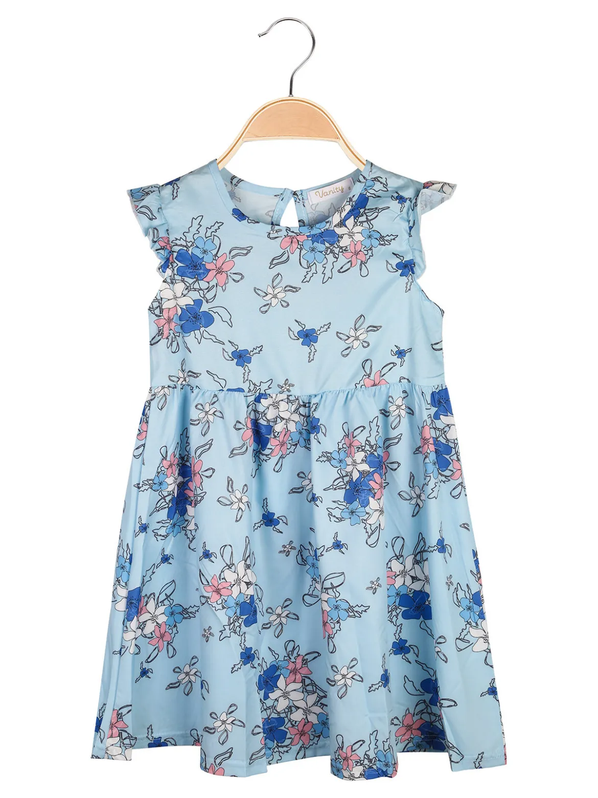 Vanity Girl'S Vestito da bambina floreale con maniche corte a volant