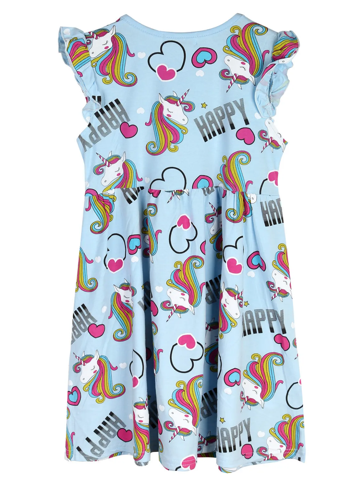 Vanity Girl'S Vestito da bambina unicorno con maniche a volant