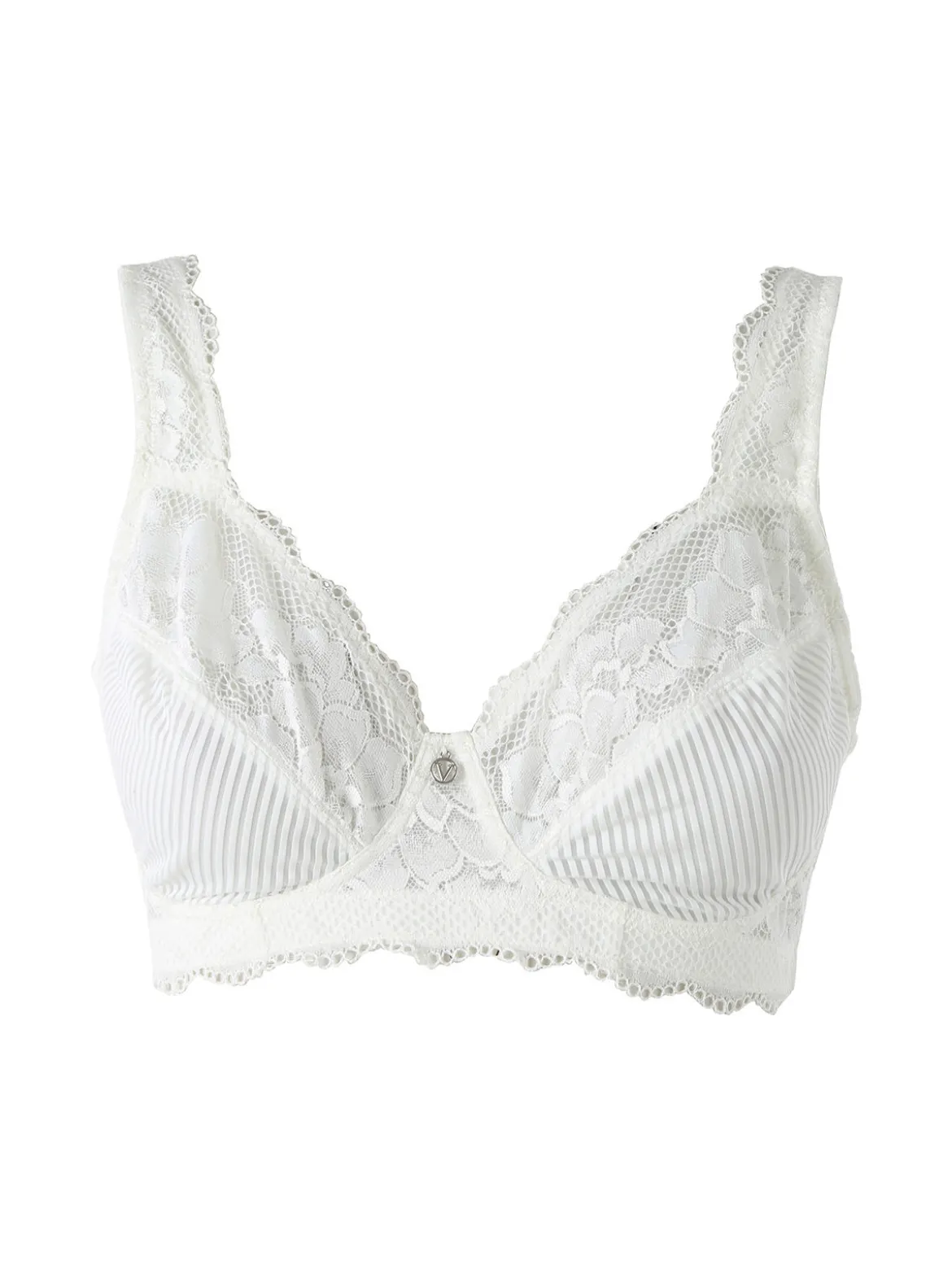 Verde Veronica AR10 Reggiseno preformato con pizzo senza ferretto coppa D - panna