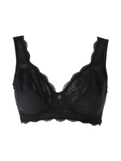 Verde Veronica AR10 Reggiseno preformato con pizzo senza ferretto coppa D - nero