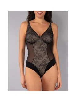 Verde Veronica DR42 Body donna francese con ferretto coppa C - nero