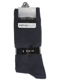 Virtus Calze corte uomo in caldo cotone. Confezione 5 paia
