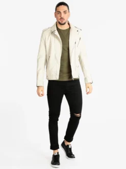 Warren Webber Giacca biker da uomo in ecopelle