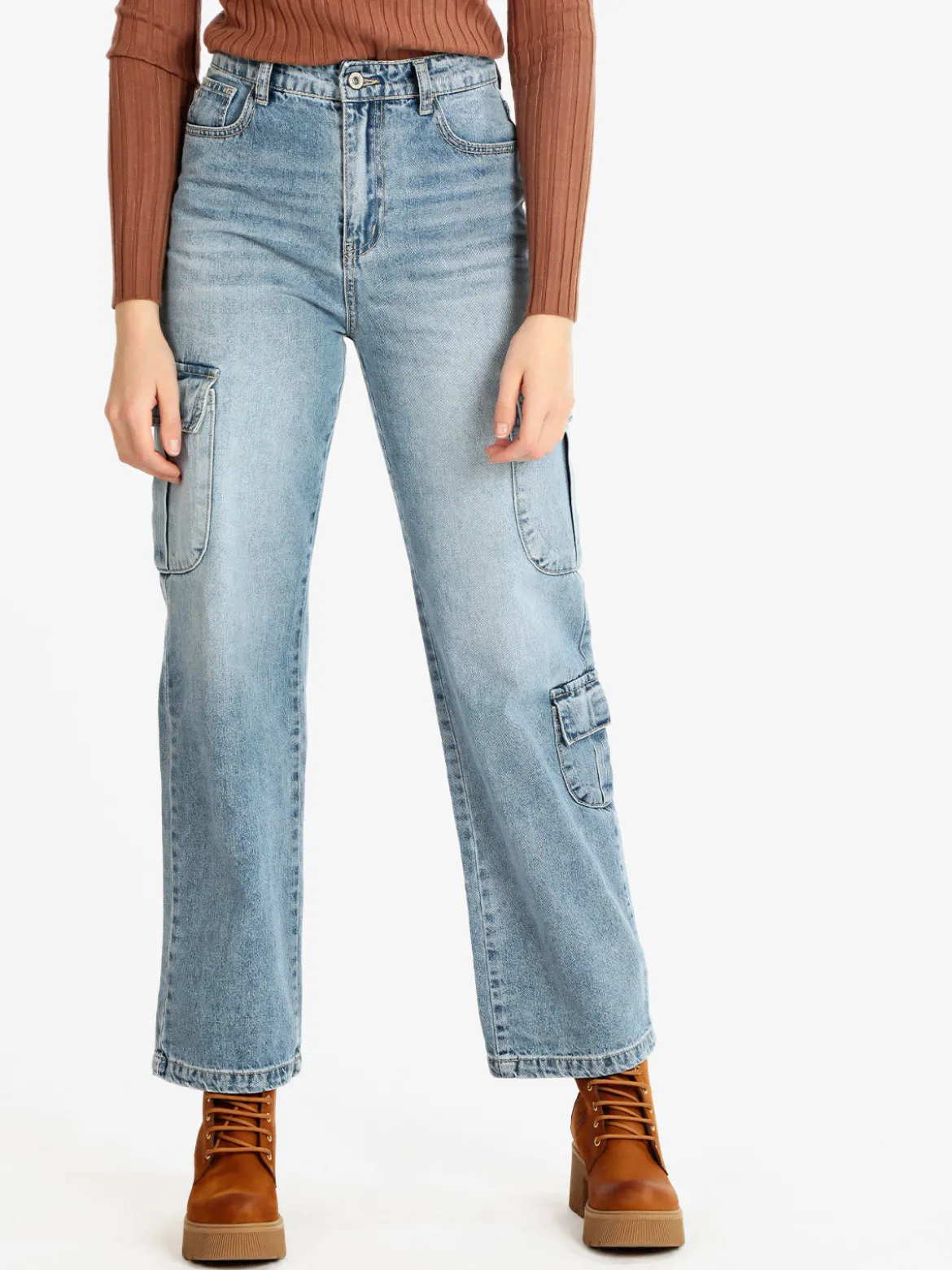 Water Jeans Jeans donna a gamba larga con tasconi