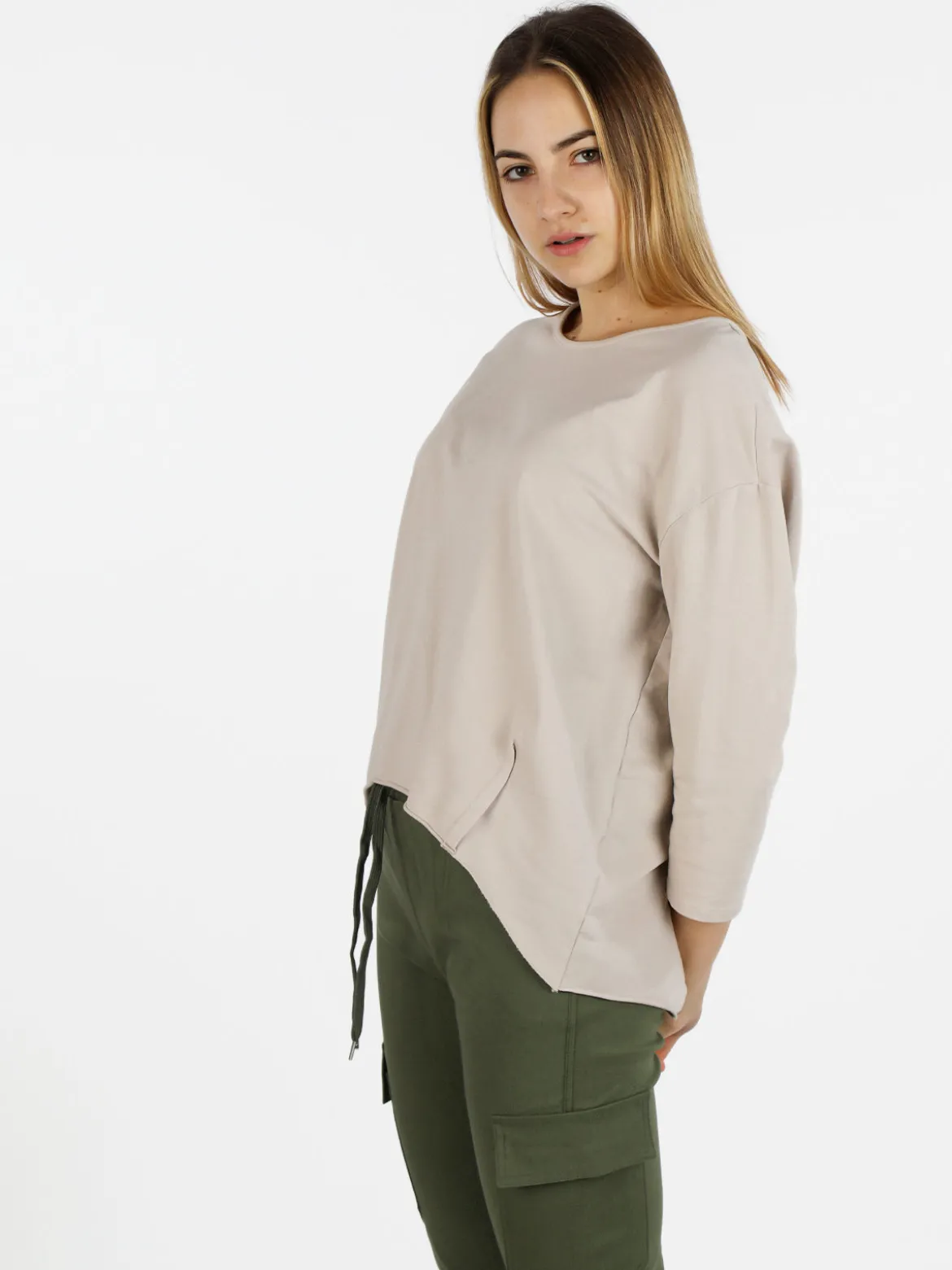 Wendy Trendy T-shirt donna a manica lunga con spacco dietro