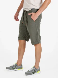 X-Cape Bermuda uomo in misto lino e cotone - verde