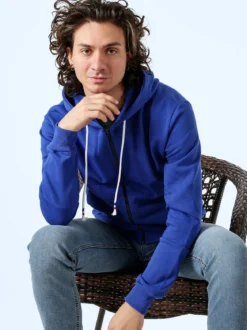 X-Cape Felpa da uomo con cappuccio e zip in cotone - blu