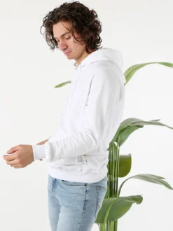 X-Cape Felpa da uomo in cotone con cappuccio - bianco